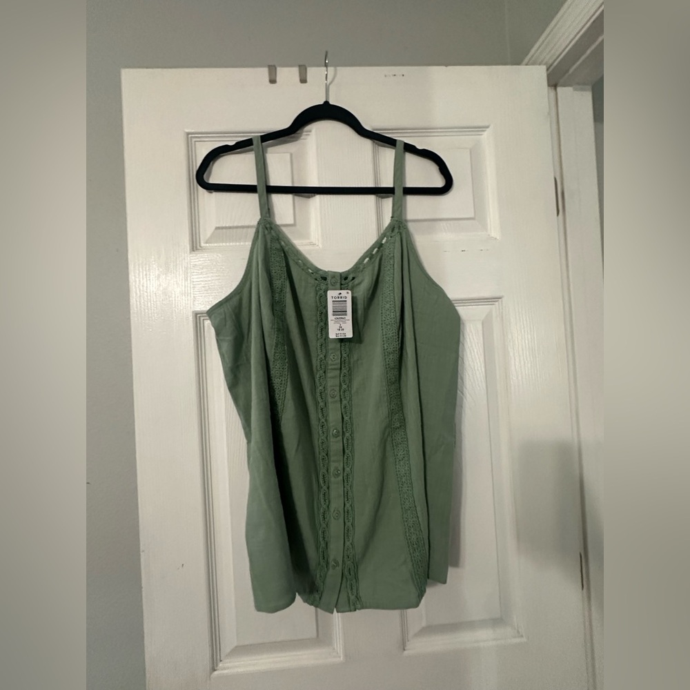 Torrid Sage Green Lace Trim Tank Top